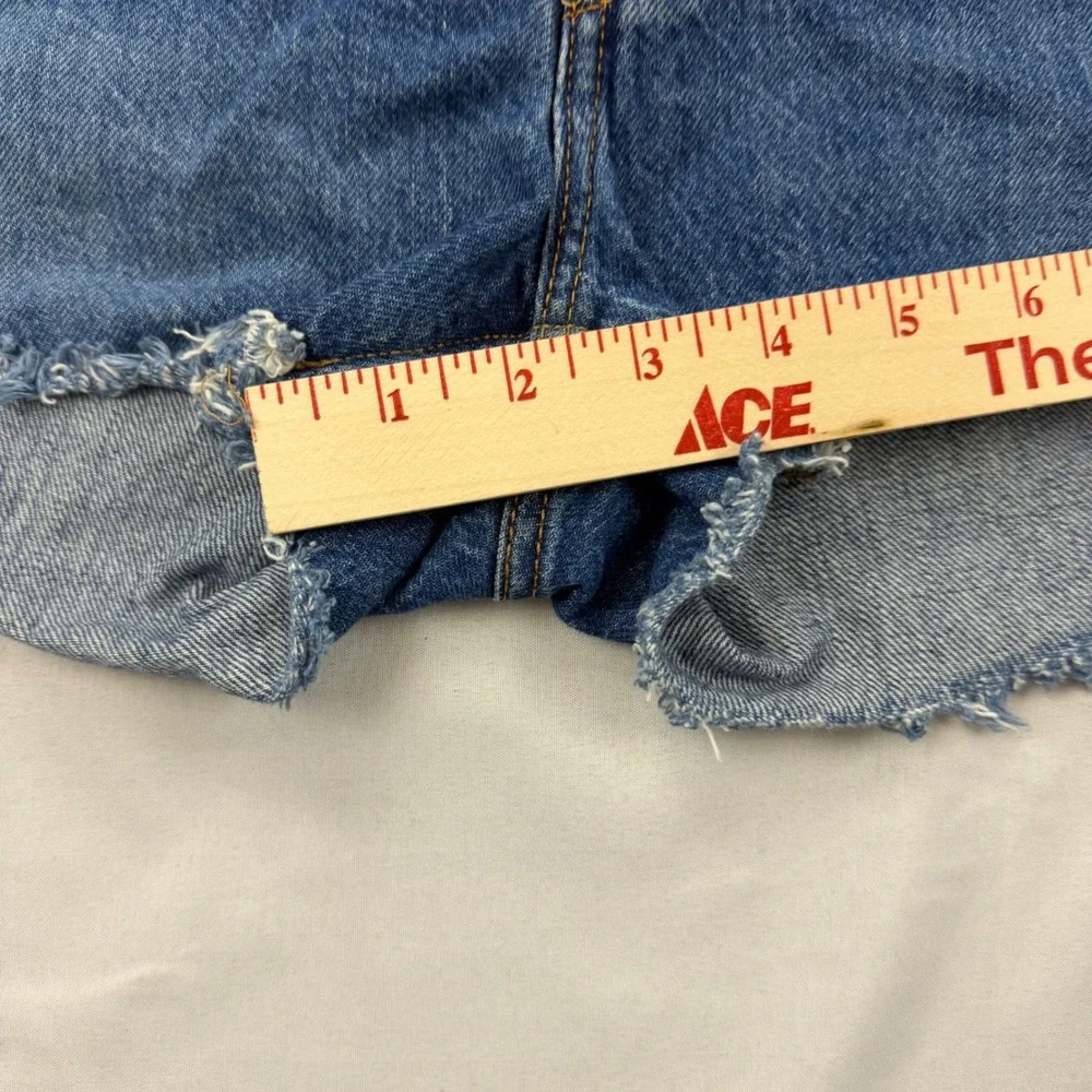 Levi's 501 Original Cut Off Shorts Women Size 33 Blue Distressed Denim High Rise